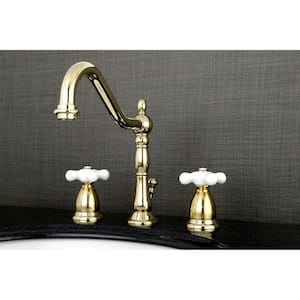 Heritage 8 in. Widespread 2-Handle Bathroom Faucet in Polished Brass