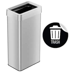 21 Gal. Stainless Steel Rectangular Metal Household Trash Can with Trash Sticker, Open Top, and Dual Odor Filters