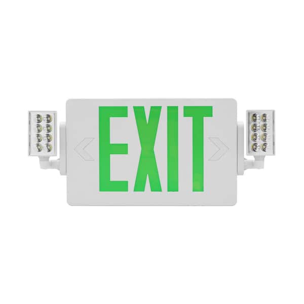 NICOR ECL2 Series Slim LED Emergency Exit Sign Combo, Green Lettering