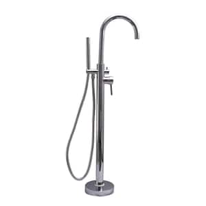 2-Handle Thermostatic Freestanding Claw Foot Tub Faucet with Hand Shower in Chrome
