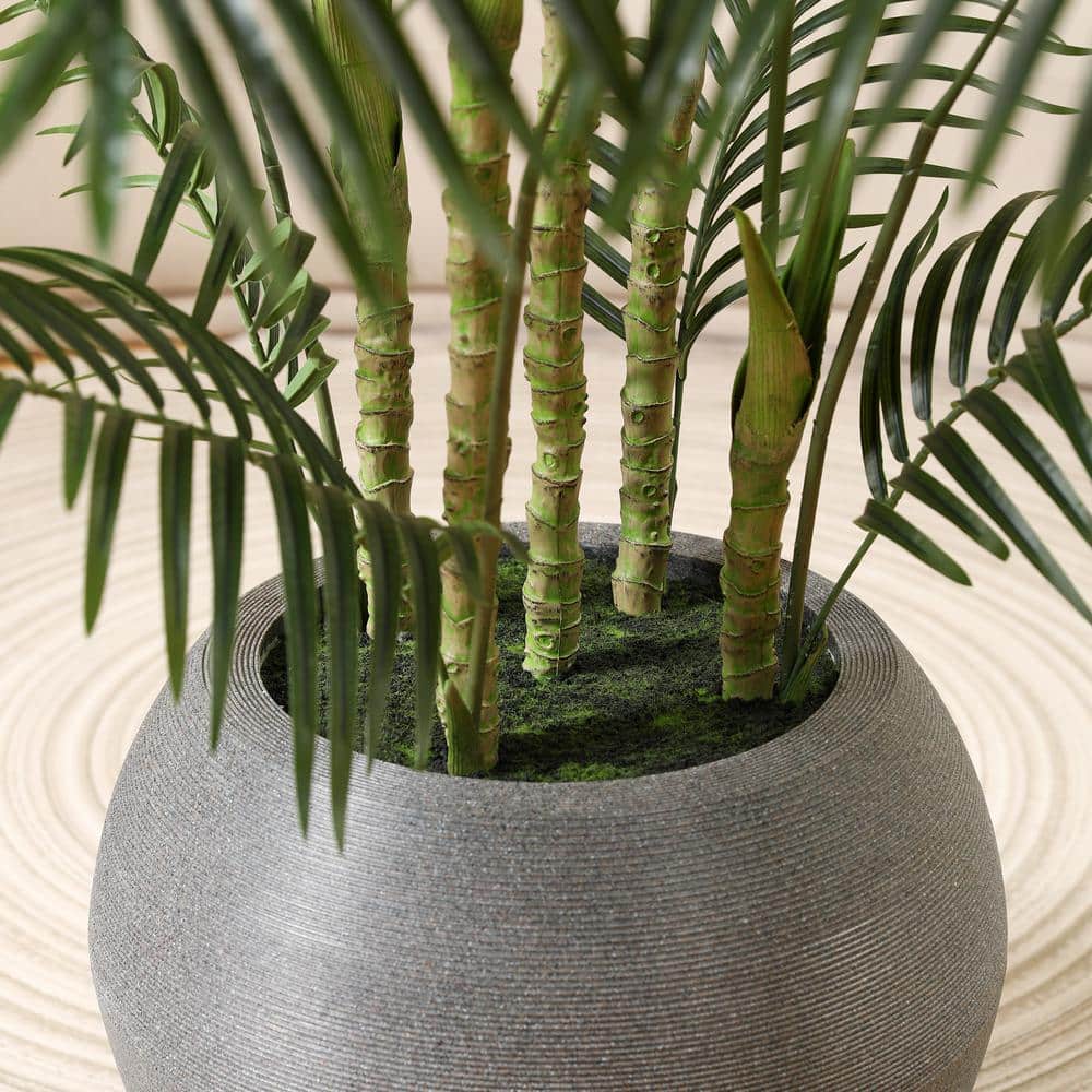 7 ft Green Artificial Palm Tree with Gray Round Planter