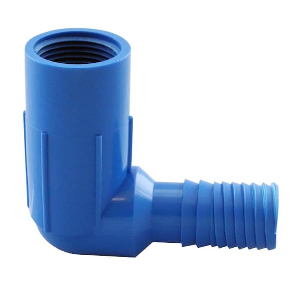 Apollo 3/4 in. Insert Blue Twister Polypropylene x 1/2 in. - 3/4 in. Dual Threaded 90 Degree Combination/Reducing Elbow Fitting