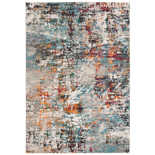 SAFAVIEH Madison Gray/Blue 5 ft. x 8 ft. Distressed Area Rug