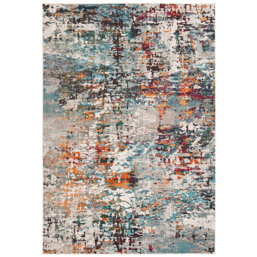 Elysian Gray & Blue Abstract 6' x 9' Synthetic Area Rug