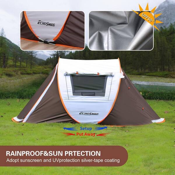 EchoSmile Echo Smile 2-Person White and Brown Pop Up Camping Tent