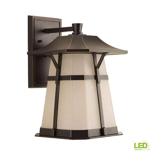 Progress Lighting Derby Collection 1-Light 15.5 in. Outdoor Antique Bronze LED Wall Lantern Sconce