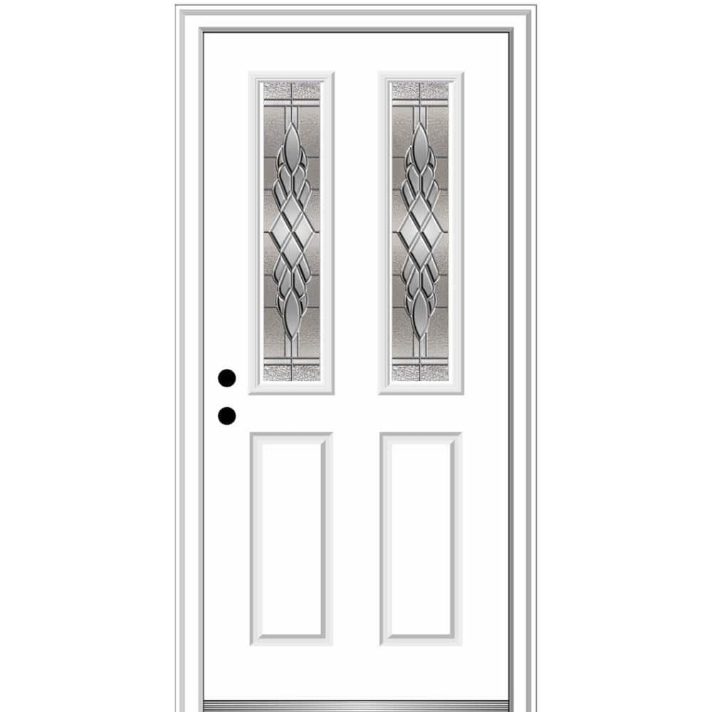 36 in. x 80 in. Grace Right-Hand Inswing 2-Lite Decorative 2-Panel Primed Steel Prehung Front Door, 4-9/16 in. Frame price history on PriceWatchPro