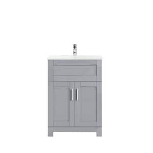 24in D x 34.4in H x 18.3in W Gray Bathroom Laundry Sink Cabinet, Without Faucet