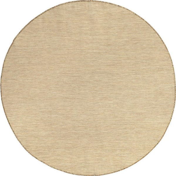 Dorinda Hazy Solid Brown 8 ft. Outdoor Area Rug