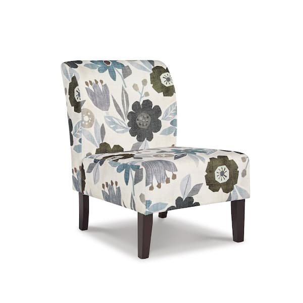 Signature DESIGN BY ASHLEY Triptis Beige/Blue Polyester Side Chair with Floral Pattern