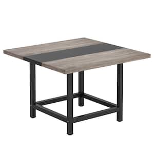 Roesler Vintage Gray and Black Engineered Wood 39.3 in. 4-Legs Square Dining Table Seats 4