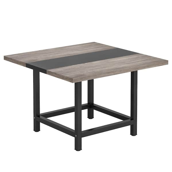 BYBLIGHT Roesler Vintage Gray and Black Engineered Wood 39.3 in. 4-Legs Square Dining Table Seats 4