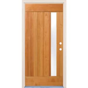 36 in. x 80 in. Left-Hand/Inswing 1 Lite Satin Etch Glass Unfinished Fir Wood Prehung Front Door