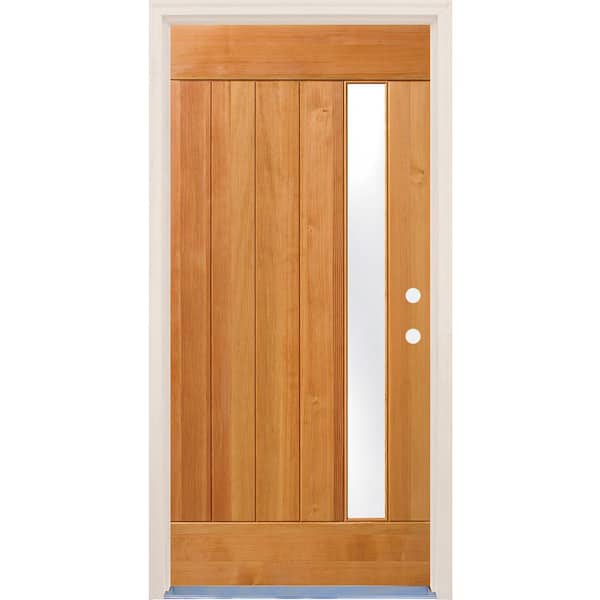 Builders Choice 36 in. x 80 in. Left-Hand/Inswing 1 Lite Satin Etch Glass Unfinished Fir Wood Prehung Front Door