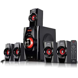 5.1-Channel Surround Sound Bluetooth Speaker System in Black and Red