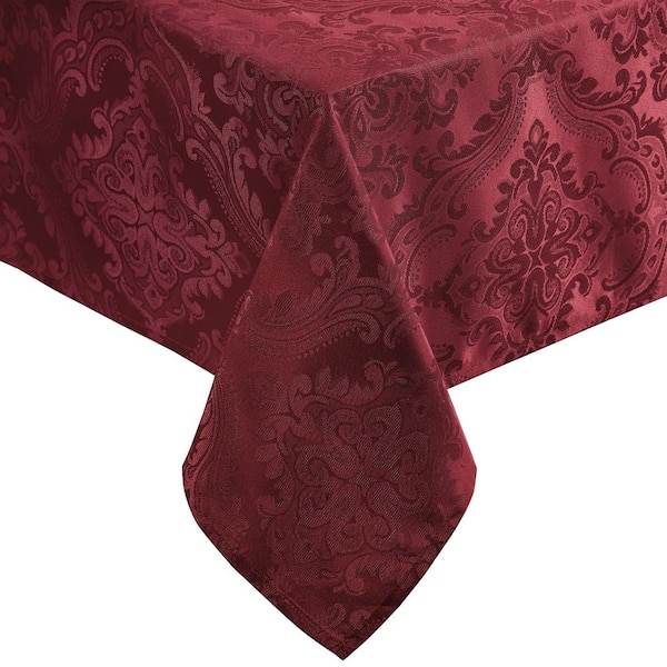 Caiden Elegance Damask Tablecloth, Cranberry - 60"W x 84"L