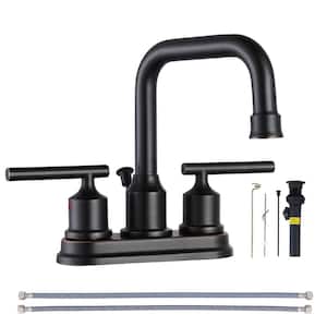 4 in. Centerset Double-Handle High Arc Bathroom Faucet with Drain Kit Included in Oil Rubbed Bronze