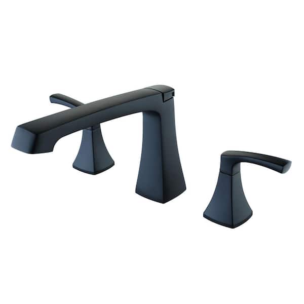 Cardania 2-Handle Deck Mount Roman Tub Faucet in Matte Black Finish