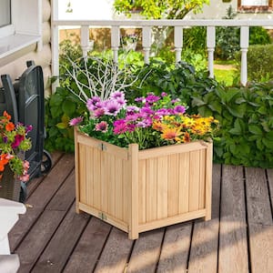 Outdoor Wooden Planter Box Folding Raised Garden Plant Container with Drainage Hole
