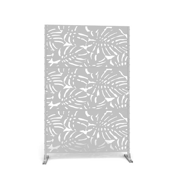 Uixe UIXE 76 in. Galvanized Steel Garden Fence Outdoor Privacy Screen Garden Screen Panels in White