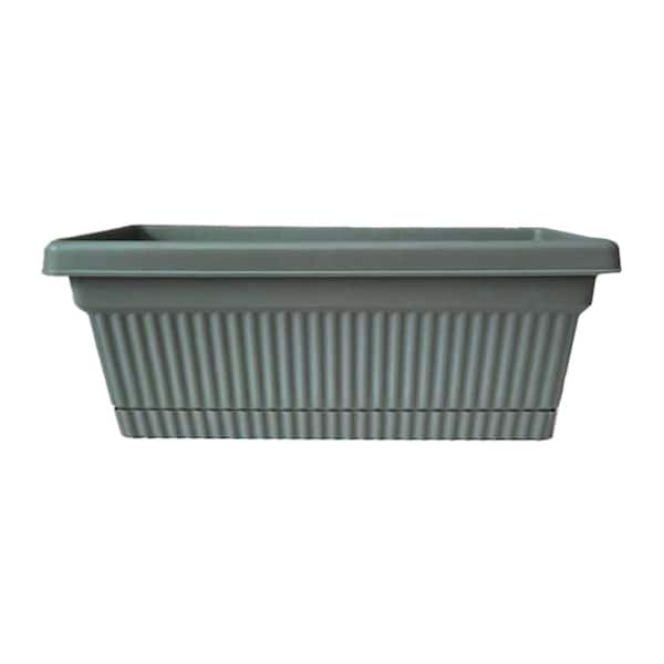 Amelia 17.75 in. L x 7.75 in. W x 6.5 in. H 8 qt. Fluted Rectangular Basil Plastic Indoor/Outdoor Window Box Planter