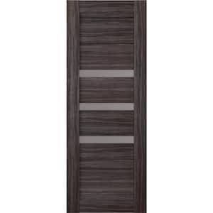 Dora 18 in. W x 80 in. No Bore Solid Core 3-Lite Frosted Glass Gray Oak Finished Wood Composite Interior Door Slab