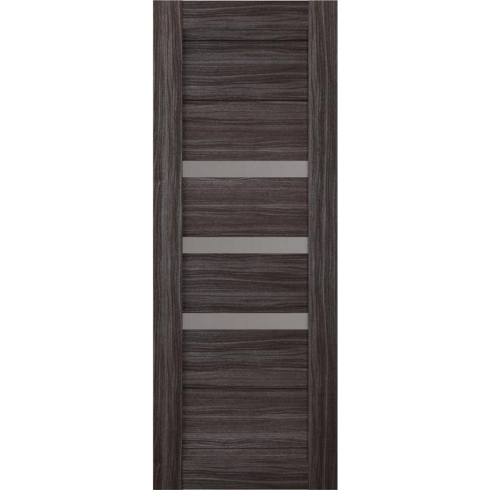 Dora 28 in. W x 80 in. No Bore Solid Core 3-Lite Frosted Glass Gray Oak Finished Wood Composite Interior Door Slab price history on PriceWatchPro