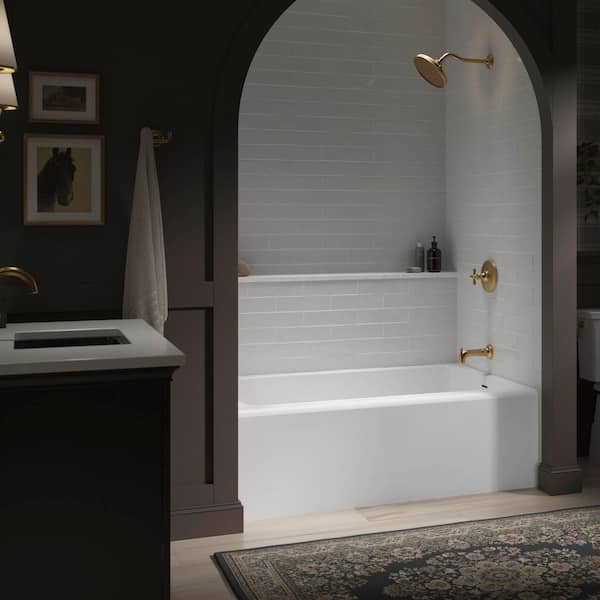 Paces 60 in. x 30 in. Soaking Bathtub with Right Hand Drain in White