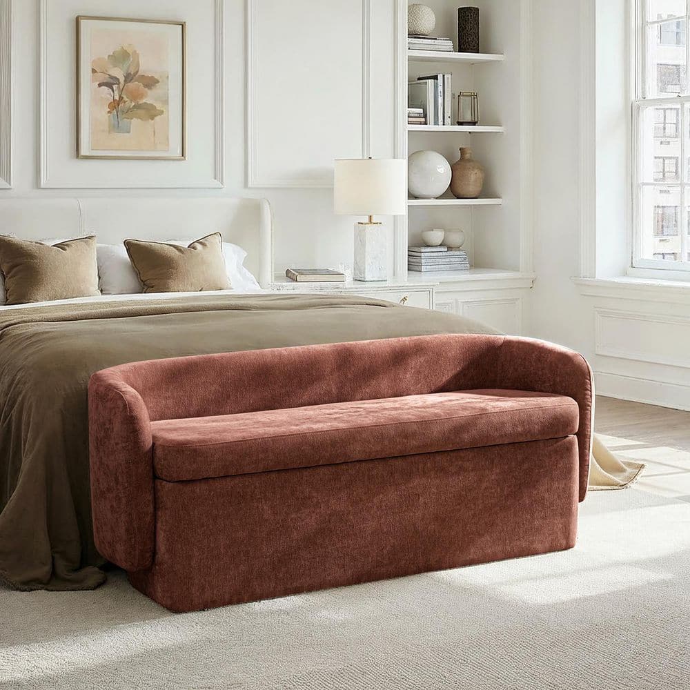 JAYDEN CREATION Agata Modern 61 in. Rust Filp-Top Storage Bench with ...
