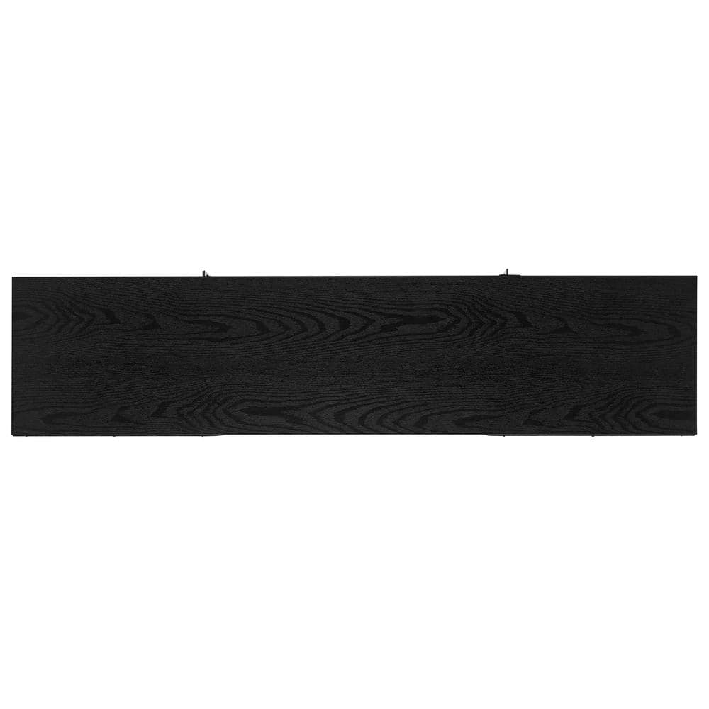 Presque 68" Black Grain Modern TV Stand with Enclosed Cabinets