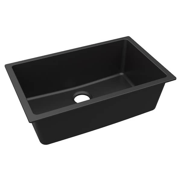 Elkay Quartz Classic 30 in. Undermount Single Bowl Black Granite/Quartz Composite Kitchen Sink Only