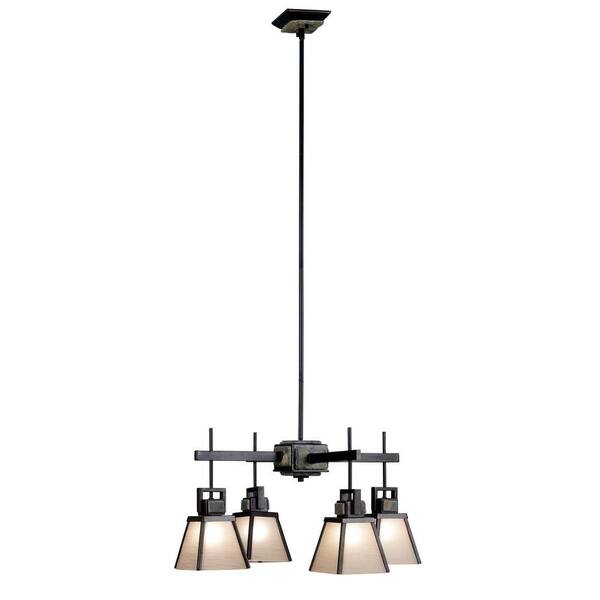Kenroy Home Clean Slate 4-Light Oil Rubbed Bronze Chandelier with Natural Slate Shade