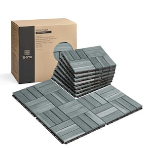 10-Piece Gray 12 in. x 12 in. Interlocking Deck Tiles, Patio Flooring Outdoor Waterproof for Balcony, Backyard