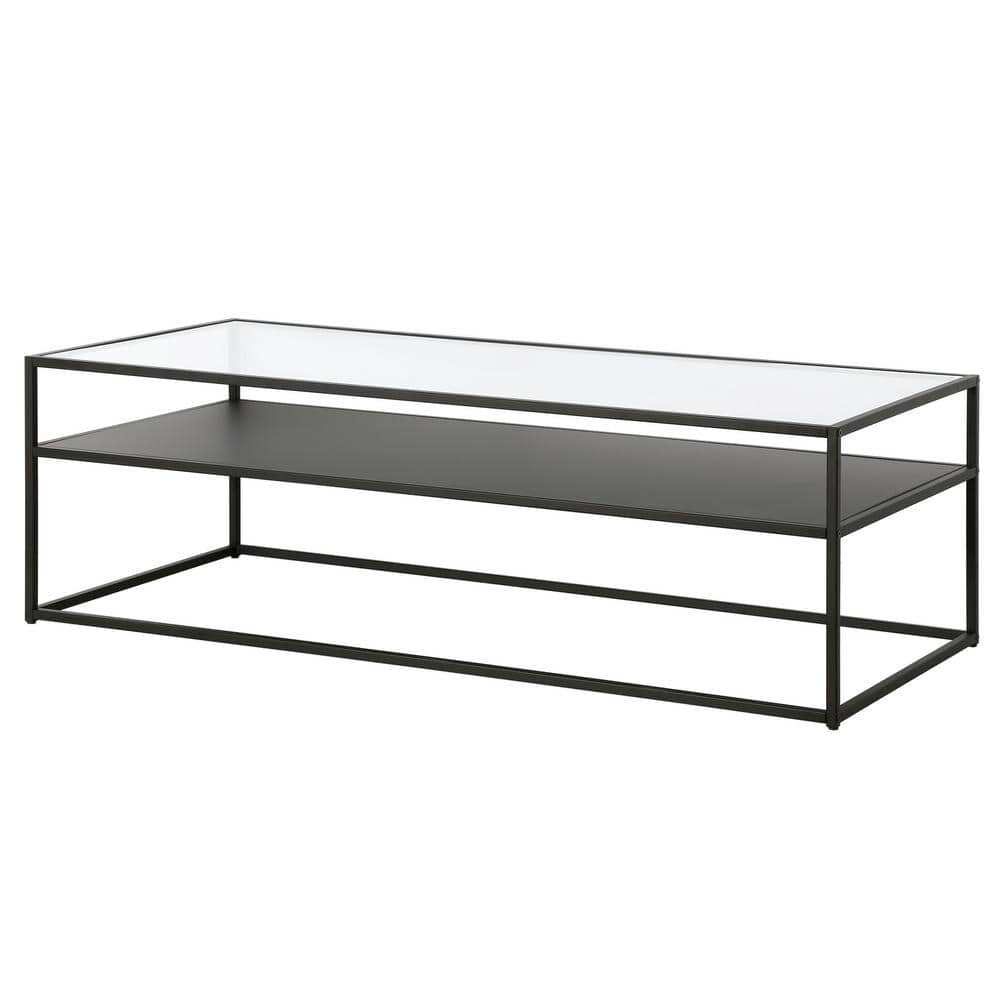 Ada 54'' Wide Blackened Bronze Rectangular Metal & Glass Coffee Table