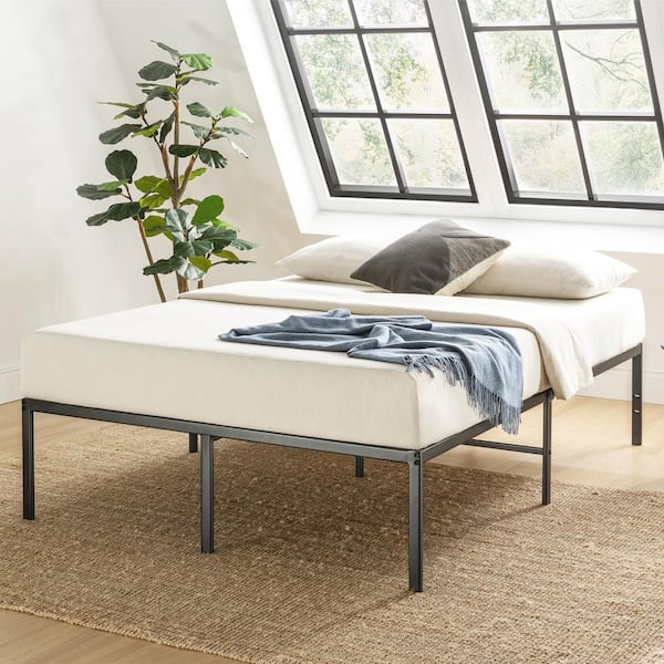 best price mattress Black Metal Frame Queen Platform Bed with Heavy Duty Steel Slats