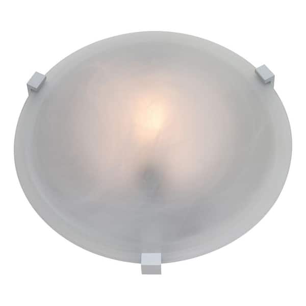 Illumine 1-Light Satin Flush Mount with Alabaster Glass-DISCONTINUED