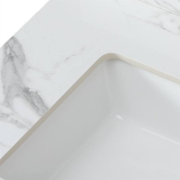 Xzkai 31 in. W x 22 in. D Sintered Stone White Rectangular Single Xzkai 31 in. W x 22 in. D Sintered Stone White Rectangular Single