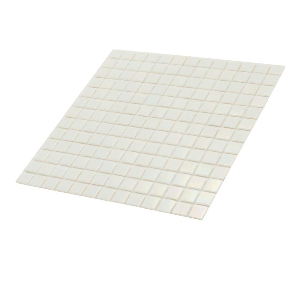 Cotton White Glossy Glass Mosaic Wall and Floor Tile