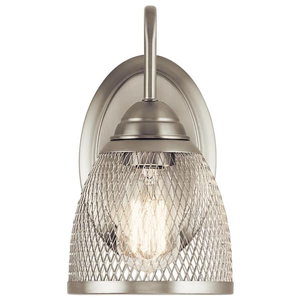 Voclain 1-Light Brushed Nickel Bathroom Indoor Wall Sconce Light with Mesh Shade