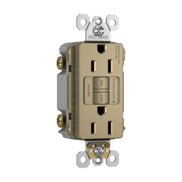 Legrand 15 Amp 125-Volt Self-Test Tamper-Resistant GFCI Receptacle - Antique Brass