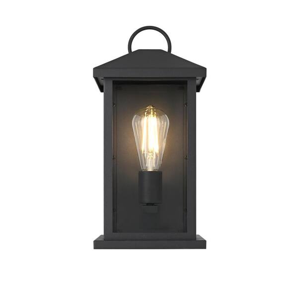 15 in. Black Outdoor Hardwired Wall Sconce with No Bulbs Included