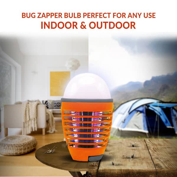 Rechargeable Bug Zapper Light Bulb 2 in 1 Mosquito Killer Lamp-Indoor & Outdoor Insect Zapper Fly Trap