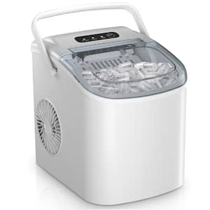 9.37 in. 26 lb. /24H Bullet Ice Countertop Portable Ice Maker in White, 6Mins/9Pcs, Auto-cleaning, with Basket and Scoop