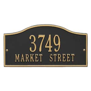 Rolling Hills Rectangular Black/Gold Standard Wall 2-Line Address Plaque