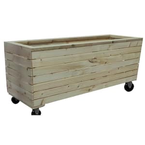 48 in. x 20 in. x 16 in. Solid Wood Planter Barrier with Wheels