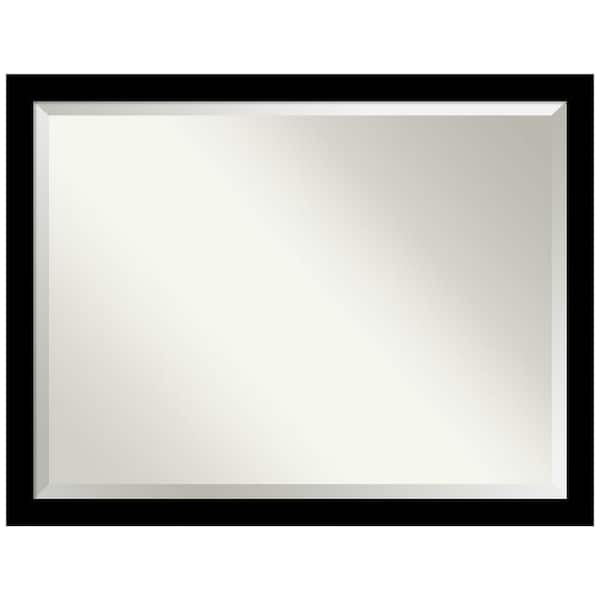 Amanti Art Brushed Black 43.25 in. x 33.25 in. Beveled Modern Rectangle Framed Wall Mirror in Black