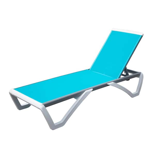 domi outdoor living 1-Piece Aluminum Outdoor Chaise Lounge in Aqua