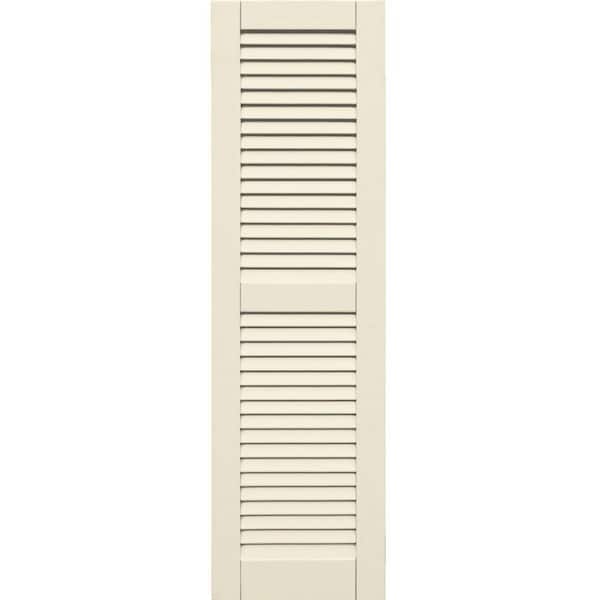Winworks Wood Composite 15 in. x 52 in. Louvered Shutters Pair #651 Primed/Paintable