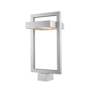 Luttrel 1-Light 21.62 inch Silver Aluminum Hardwired Outdoor Post Light with Square Standard Fitter with Integrated LED