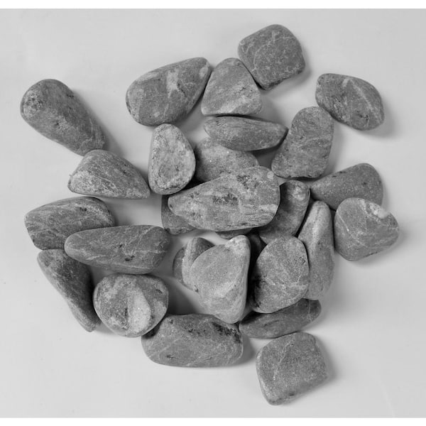 Unbranded Rock Ranch 0.40 cu. Ft. 30 lbs. 1 in. to 2 in. Premium Grade-1 Tumbled Black Marble Landscaping Pebble